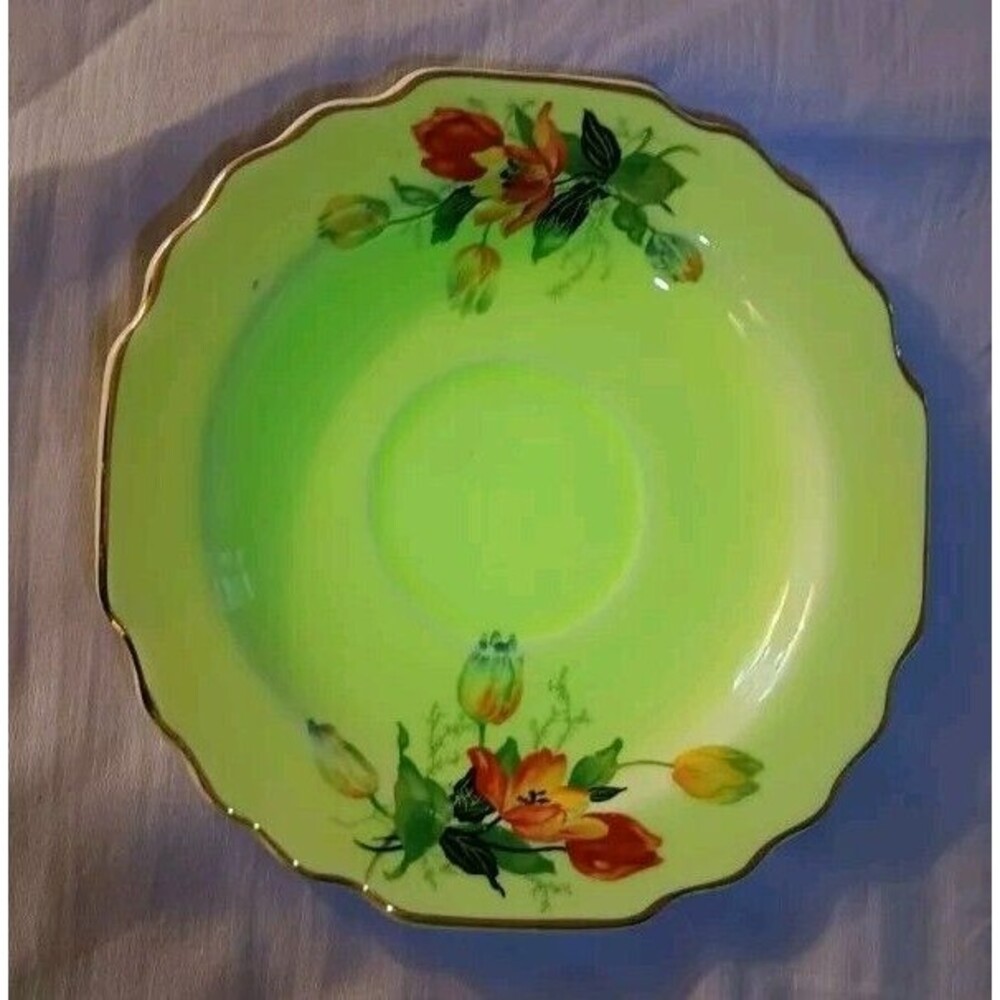 Antique/Vtg Uranium Glazed WS George Canary Yellow Lido Saucer GEO206